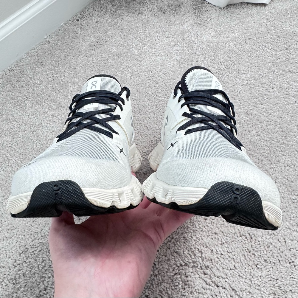 On Running Cloud X White and Black Athletic Sneakers - Picture 9 of 14